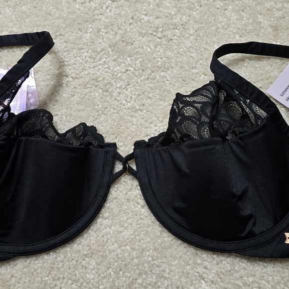 Savage X Fenty Not Sorry NWT Black Lace Demi Bra 36DDD - Picture 2 of 5